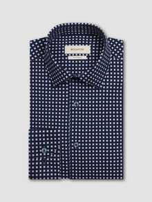  Bugatchi James Mini Grid OoohCotton® Shirt in Navy