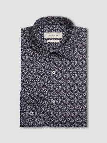  Bugatchi James Leaf Print OoohCotton® Shirt in Anthracite