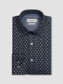  Bugatchi Jimmy Double-Sided Floral & Chevron OoohCotton® Shirt in Anthracite