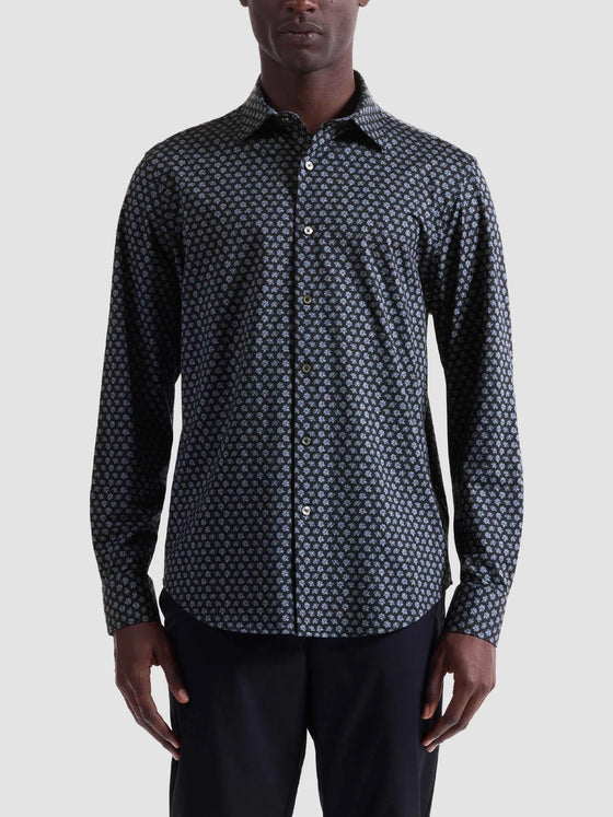 Bugatchi Jimmy Double-Sided Floral & Chevron OoohCotton® Shirt in Anthracite