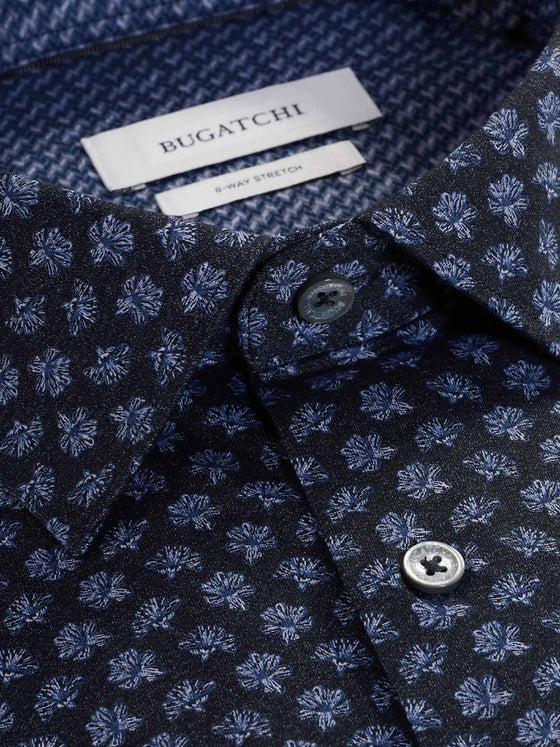 Bugatchi Jimmy Double-Sided Floral & Chevron OoohCotton® Shirt in Anthracite