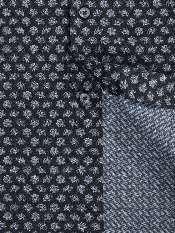 Jimmy Double-Sided Floral & Chevron OoohCotton® Shirt in Anthracite