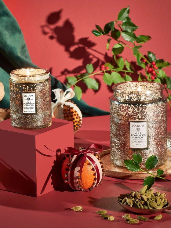 Voluspa Gilt Pomander & Hinoki Candle