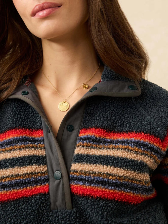 Faherty Brand Fireside Fleece Pullover in Fireside Stripe