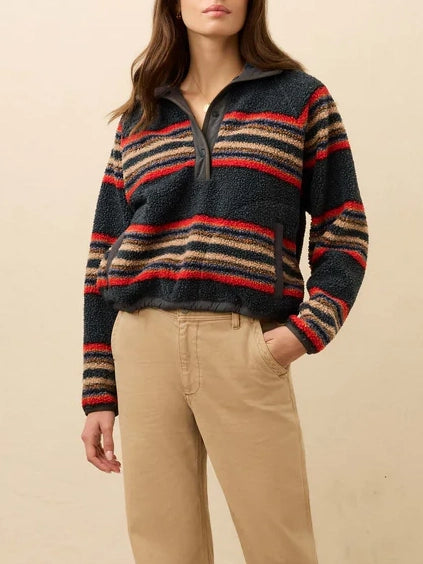 Faherty Brand Fireside Fleece Pullover in Fireside Stripe