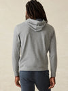 Faherty Brand Legend Sweater Hoodie in Fossil Grey Twill navy stripe