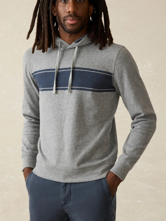 Faherty Brand Legend Sweater Hoodie in Fossil Grey Twill