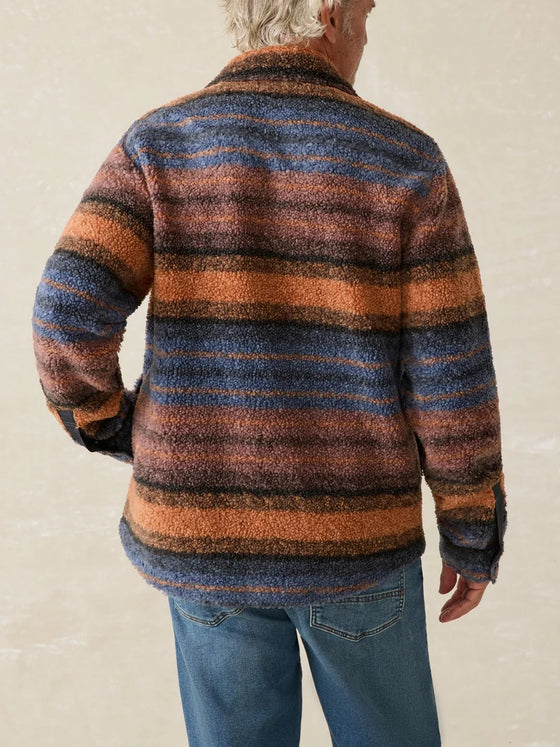 Faherty Brand Range Fleece CPO in Autumn Horizon Stripe fuzzy