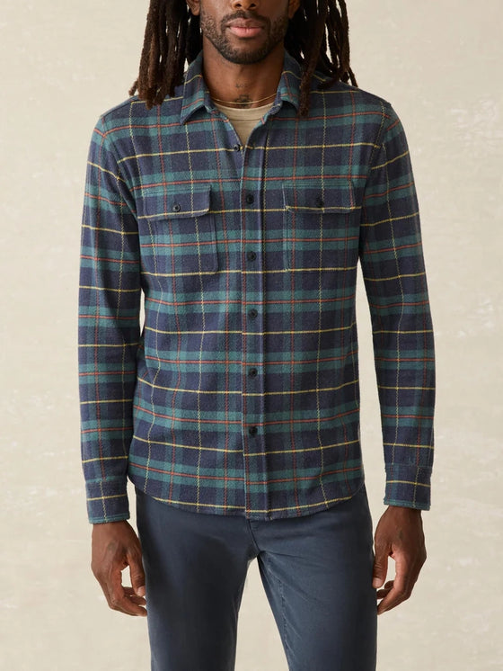 Faherty BRand Legend Sweater Shirt in Mossy Elm PLaid