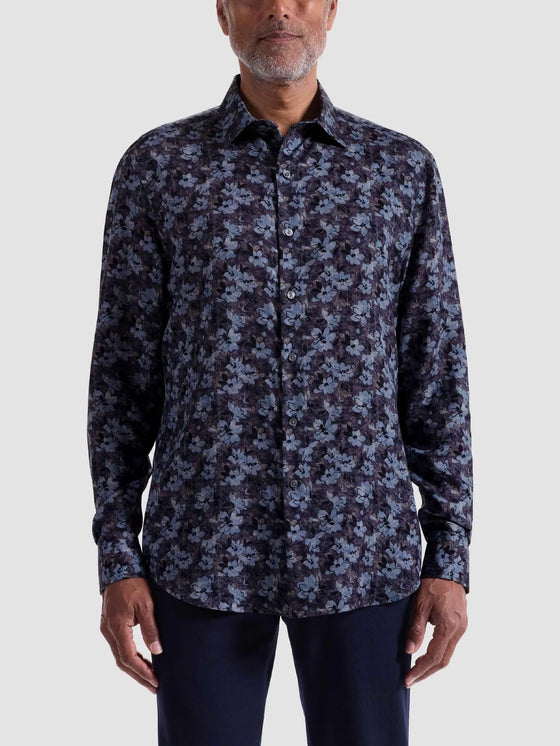 Bugatchi Julian Floral Shirt in Truffle