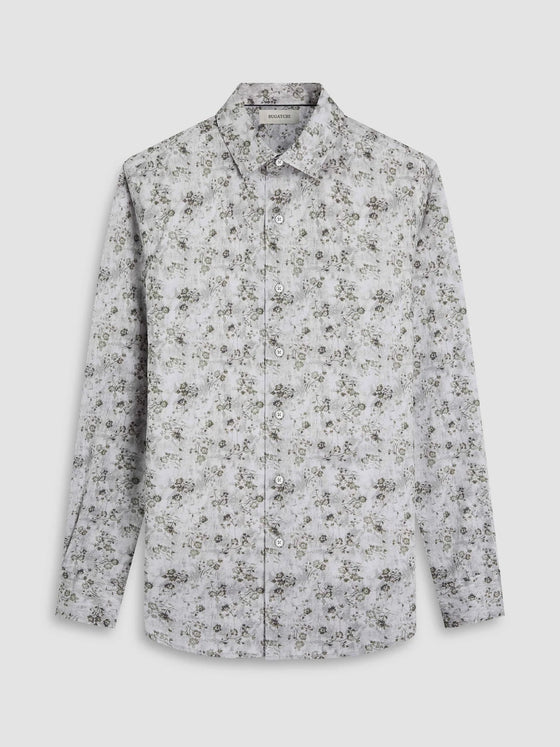 Bugatchi Julian Floral Shirt in Limestone