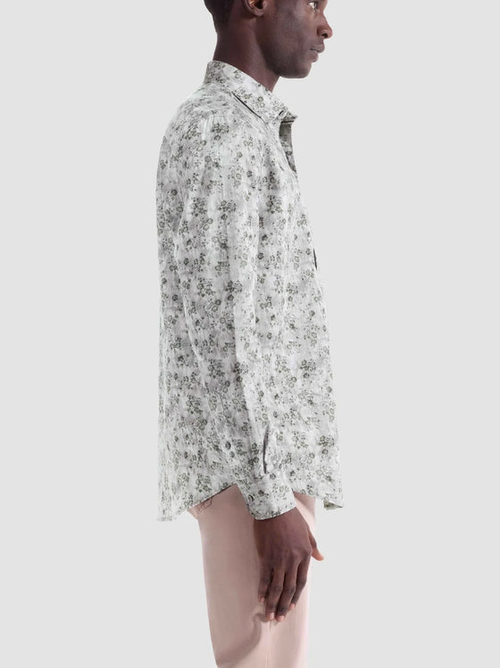 Bugatchi Julian Floral Shirt in Limestone