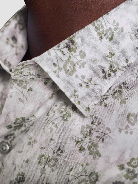 Bugatchi Julian Floral Shirt in Limestone