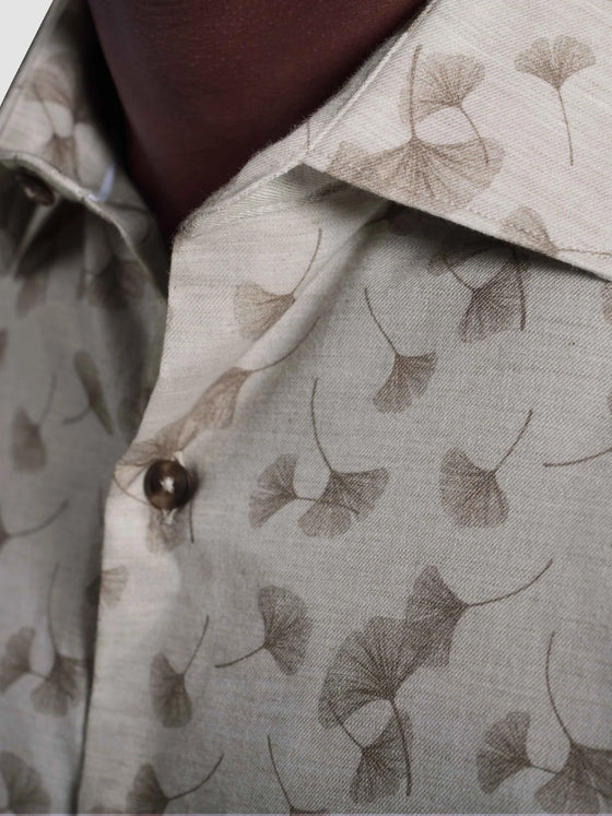 Bugatchi Axel Floral Shirt in Sand