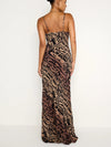 Good American Chiffon Bias Cowl Maxi Dress in Warped Leopard