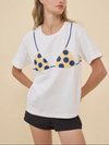 Raisonnel Caviar Print Bikini Graphic Detail Tee in Ivory/Dot