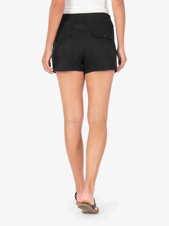 Kut from the Kloth Drawcord Linen Short in Black