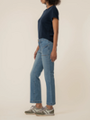 Kut from the Kloth Kelsey High Rise Ankle Flare Front Seam Patch Pocket in Articulated Wash
