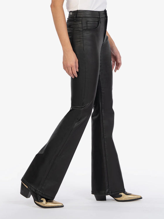 Ana Fab Ab Coated High Waist Flare Jeans in Black