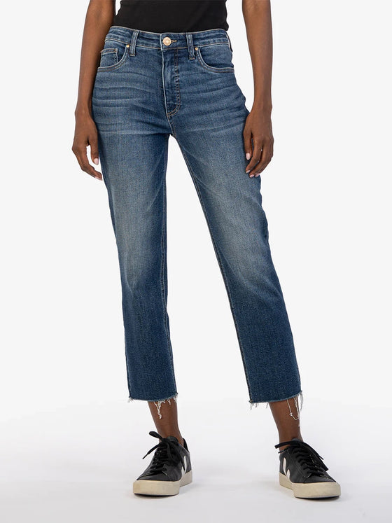 Kut from the Kloth Rachel High Rise Fab Ab Mom Jean in Explore w/ Darkstone Base Wash