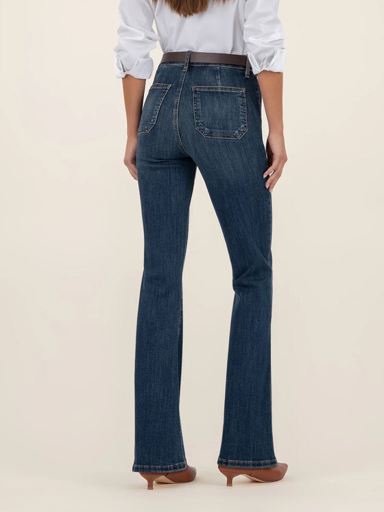 Kut from the Kloth Ana Flare with Patch Pockets in Deductive with Dark Base Wash