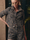 Hudson Jeans Liza Trucker Jacket in Indigo Leopard