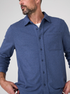 Button Up Long Sleeve Shirt in Blue Slate Multi