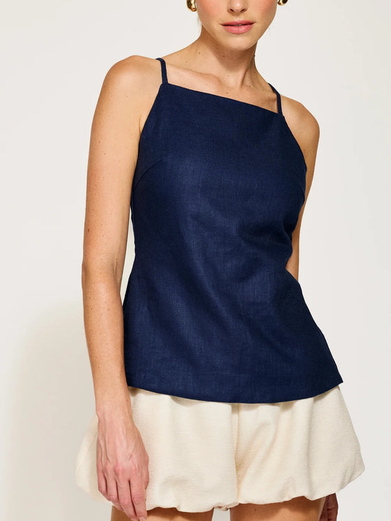 Line and Dot Eline Apron Top in Navy