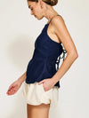 Line and Dot Eline Apron Top in Navy blue