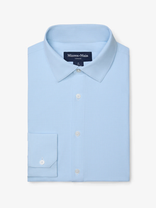  Leeward Long Sleeve Dress Shirt in Light Blue Straton Check Mizzen and Main