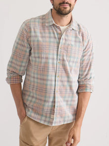  Marine Layer Lightweight Plaid Corduroy Shirt in Cork Multi Plaid