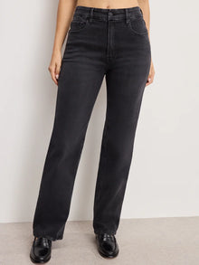  Good American Soft Tech Good True Straight Jean in Black343