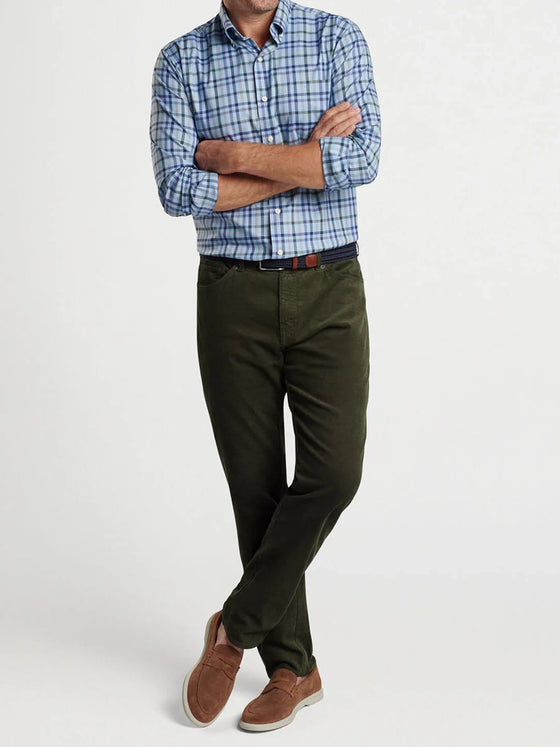 Superior Soft Corduroy Five-Pocket Pant in Dark Olive Peter Millar