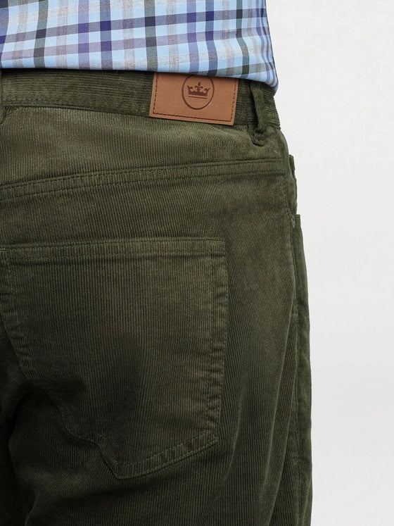 Superior Soft Corduroy Five-Pocket Pant in Dark Olive Peter Millar