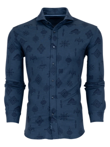  Greyson Woven Spirits Woodward Knit Shirt in Fjord