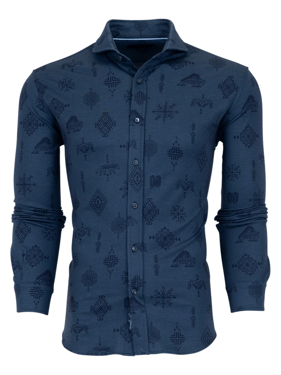 Greyson Woven Spirits Woodward Knit Shirt in Fjord