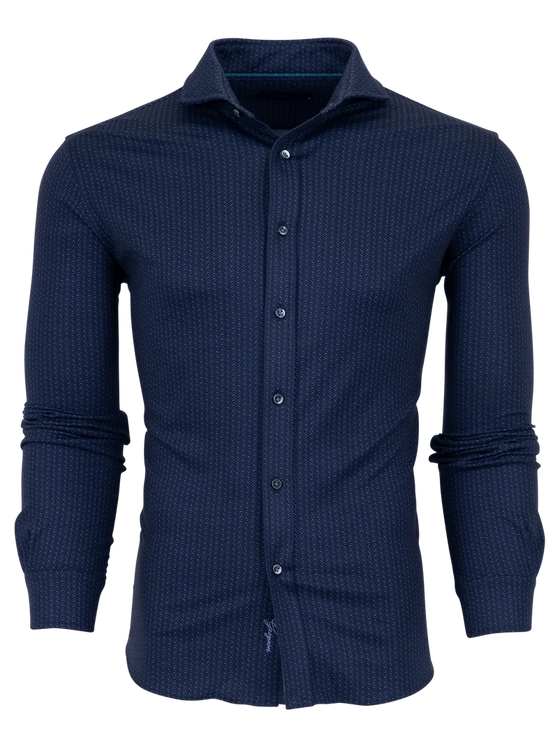 Greyson Herringbow Woodward Knit Shirt in Maltese Blue