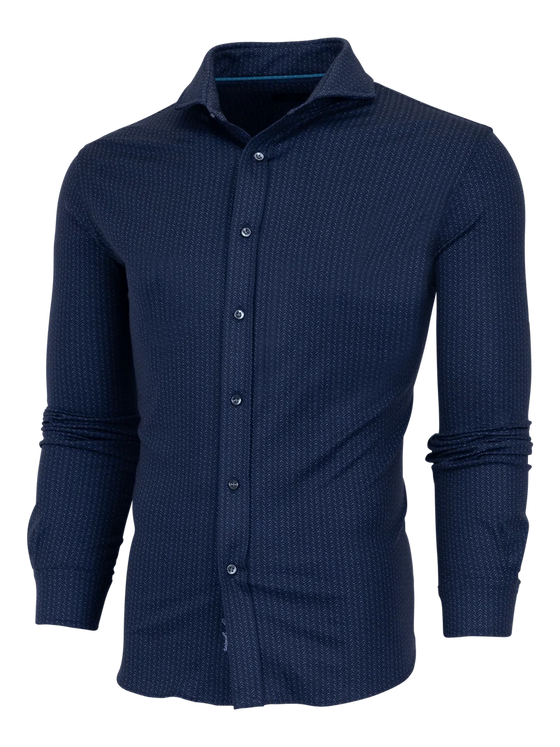 Greyson Herringbow Woodward Knit Shirt in Maltese Blue