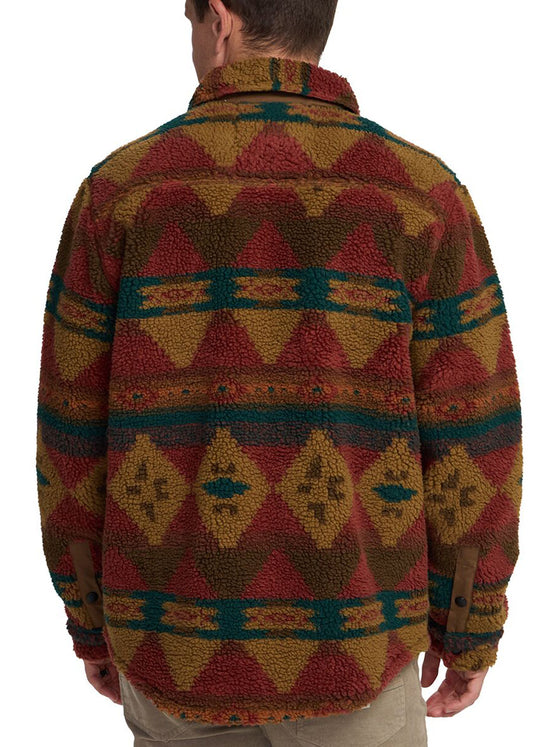 Allegheny Fleece Overshirt: Mitla Motifs in Brick