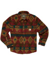 Howler Bros Allegheny Fleece Overshirt: Mitla Motifs in Brick