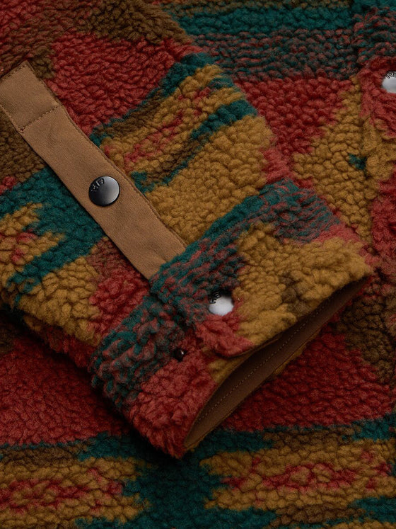 Howler Bros Allegheny Fleece Overshirt: Mitla Motifs in Brick