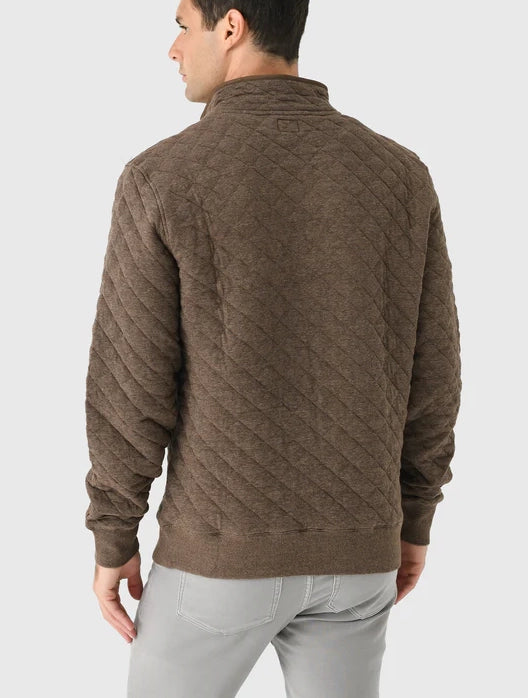 Faherty Brand Epic Quilted Fleece Pullover Mountain Branch Heather brown