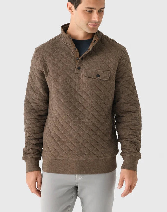 Faherty Brand Epic Quilted Fleece Pullover Mountain Branch Heather