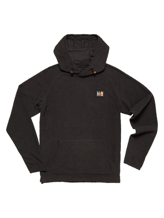Howler Bros Palo Duro Fleece Hoodie: Mountain Grid in Antique Black