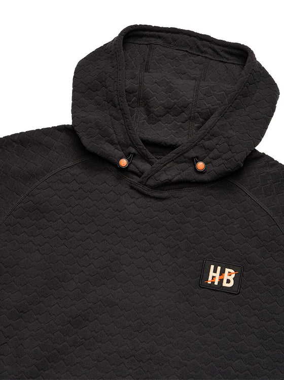 Howler Bros Palo Duro Fleece Hoodie: Mountain Grid in Antique Black lightening bolt