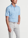 Peter Millar Drum Performance Jersey Polo in Cottage Blue white stripe