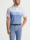 Peter Millar Fremont Performance Jersey Polo in White stripe