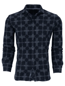  Greyson Woodward Fleece Knit Shirt in Shepherd Black