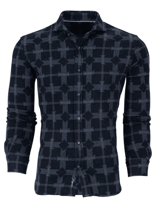Greyson Woodward Fleece Knit Shirt in Shepherd Black