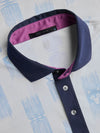 Greyson Western Spirits Polo in Arctic navy purple collar